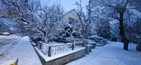 Dřevěná socha ve sněhu