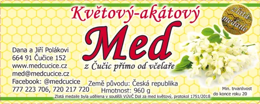 Etiketa Akátový med z Čučic