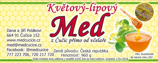 Etiketa Lipový med z Čučic