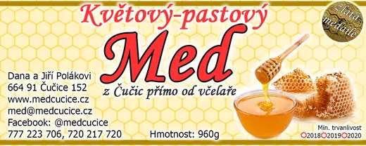 Etiketa Pastovaný med z Čučic