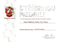 Stříbrná medaile Český med 2015 za květový med
